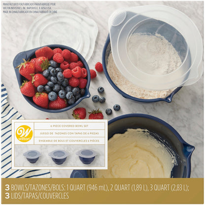 Wilton Covered Bowls, Navy Blue, Set of 6