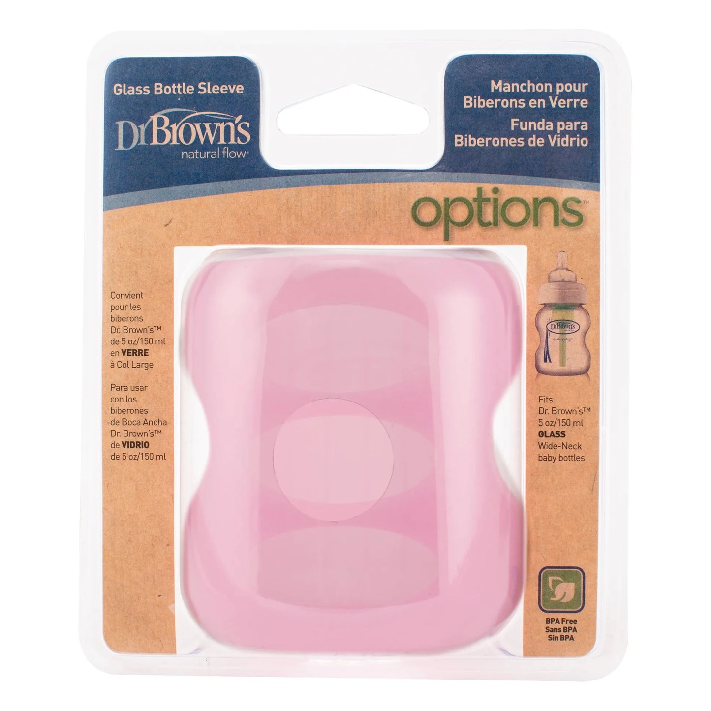 Dr Browns Wide Neck Silicone Glass Bottle Sleeve 150 ml - Pink