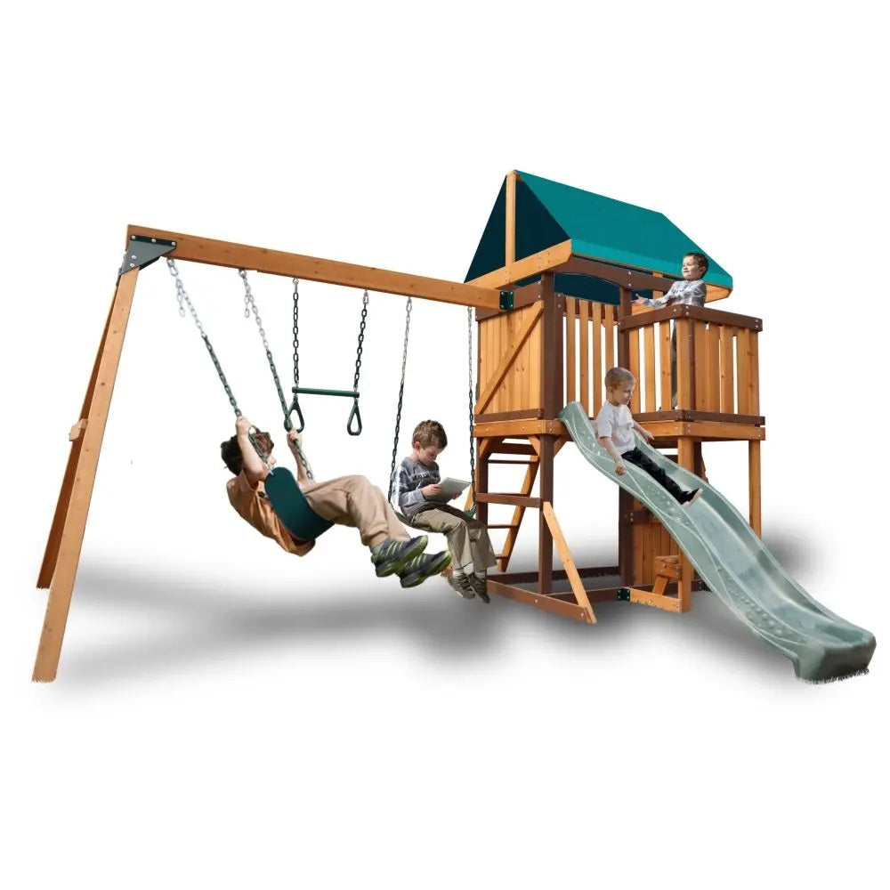 Mount Peak - Logan Swing Set & Playhouse With Balcony