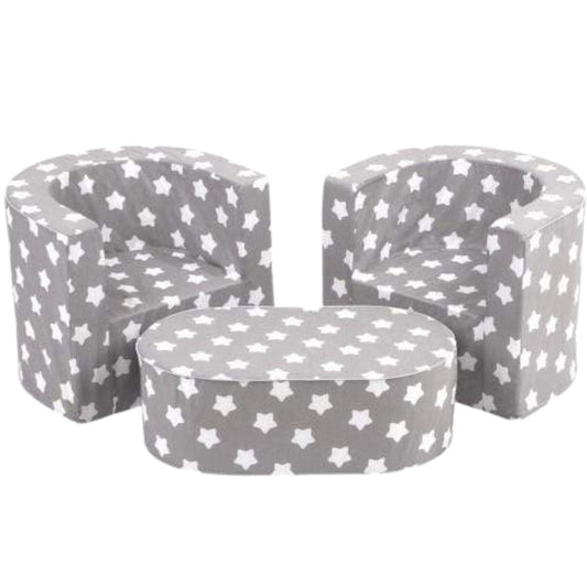 Delsit Combo Set - 2 Chairs + Table Grey W.White Stars
