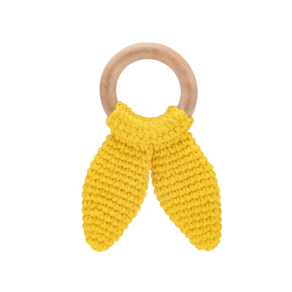 Babyjem - Amigurumi Wooden Ring Teether - Yellow