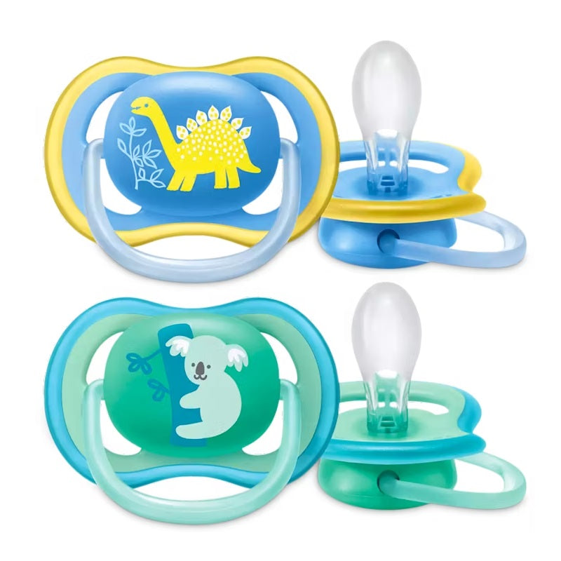 Philips Avent 2-Pieces Ultra Air Freeflow Soother Sil 18M Deco - Assorted