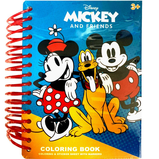 Disney A6 Size - Mickey & Friends Coloring Book with Colored Markers and stickers