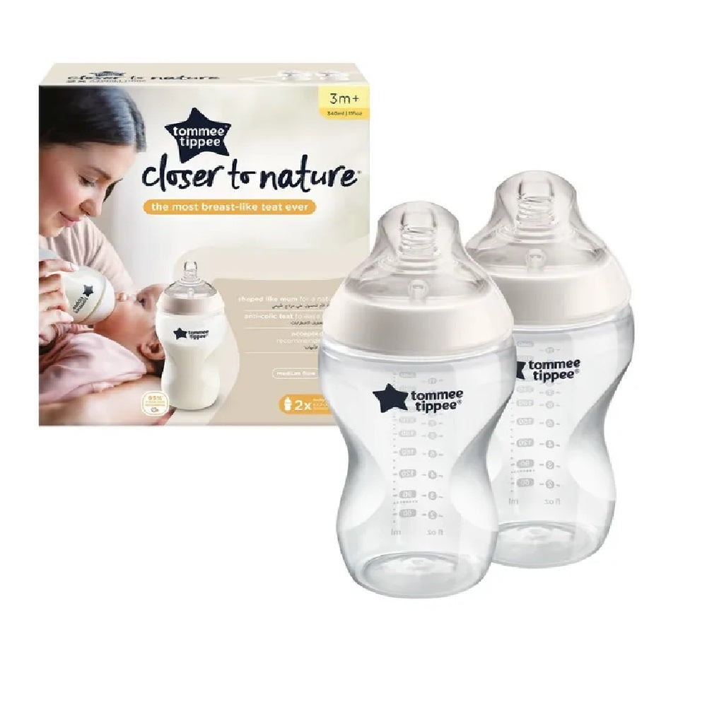 Tommee Tippee - Closer to Nature Feeding Bottle, 340ml x 2  - Clear