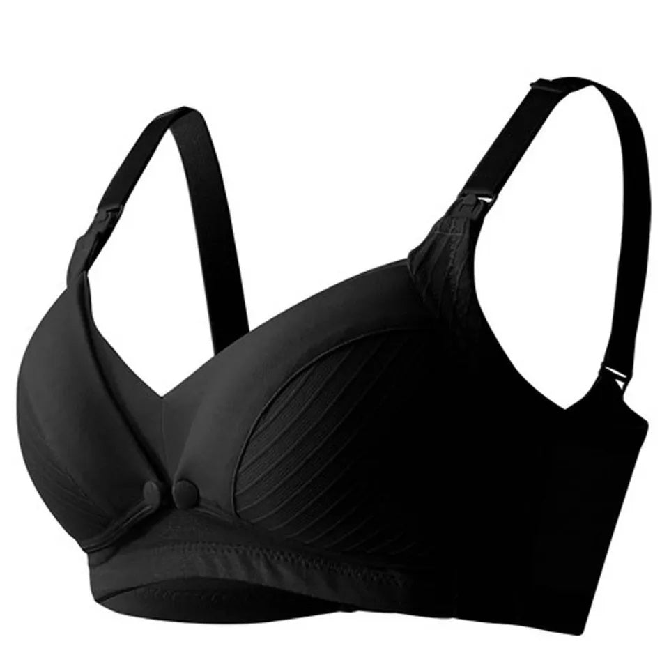 Okus - Comfy Cotton Maternity & Nursing Bra - Black - Medium