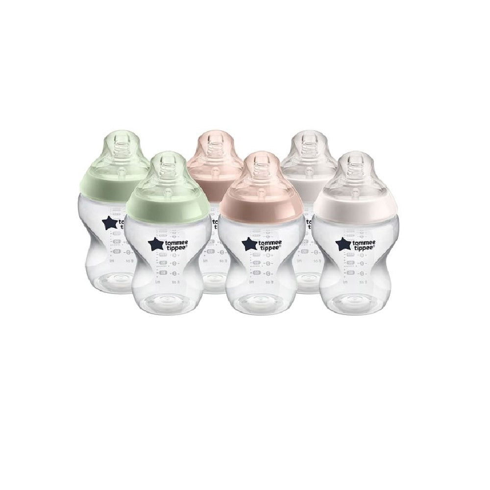 Tommee Tippee - Closer To Nature Baby Bottle, 260 Ml, PP, 0 Months +, Pack of 6