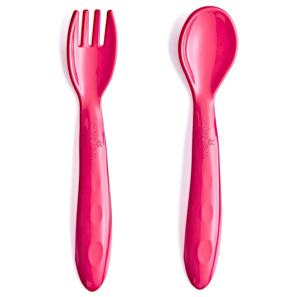 Babyjem - Baby Spoon & Fork Set - Red