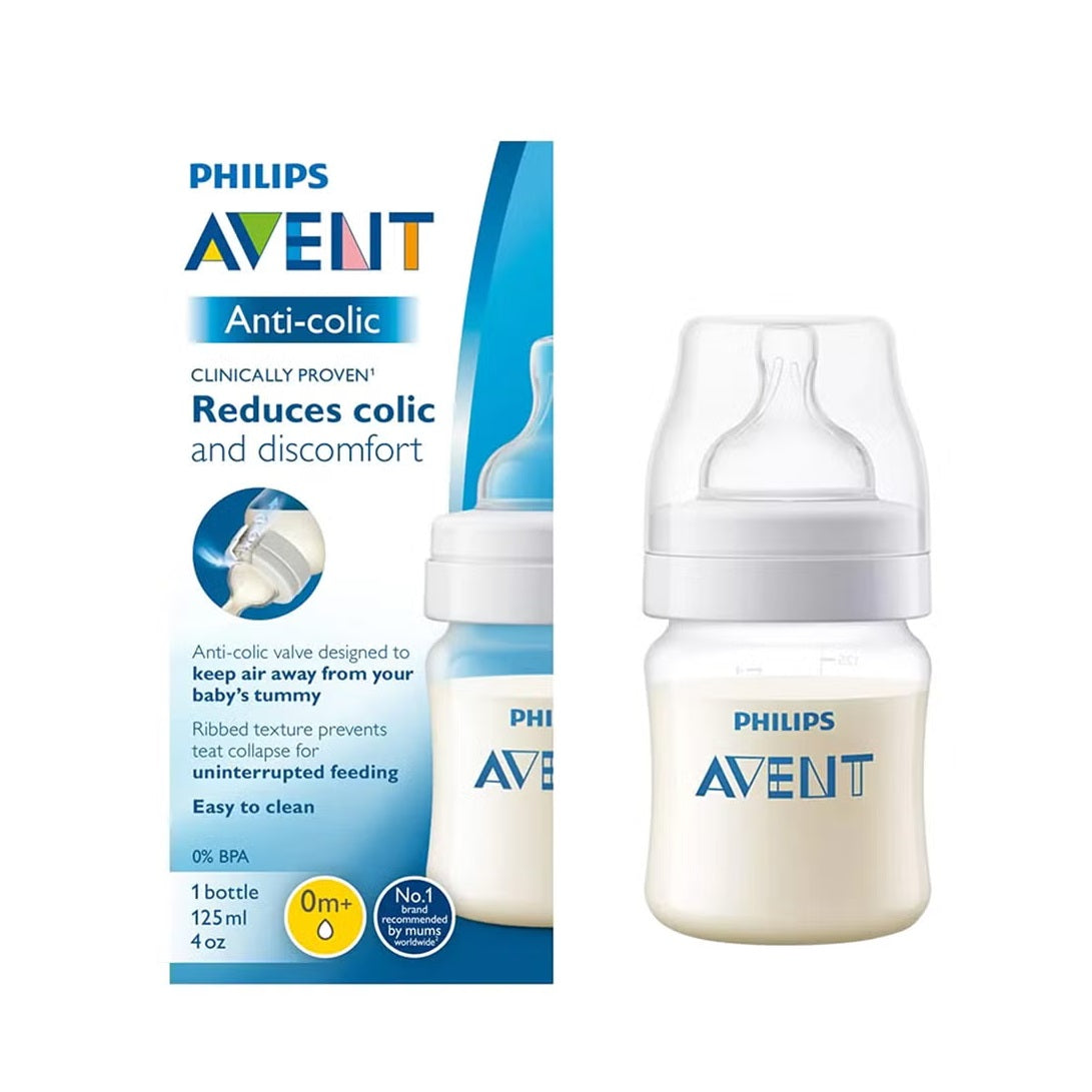 Philips Avent Anti-Colic Plastic Baby Feeding Bottle With Ultra Soft Nipple, 125ml - Clear