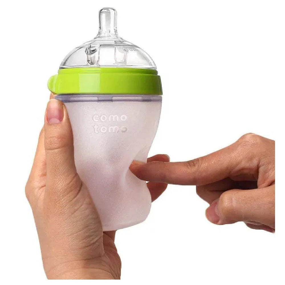 Comotomo Natural Feel Baby Feeding Bottle - Green & White 2 pcs x 250 ml