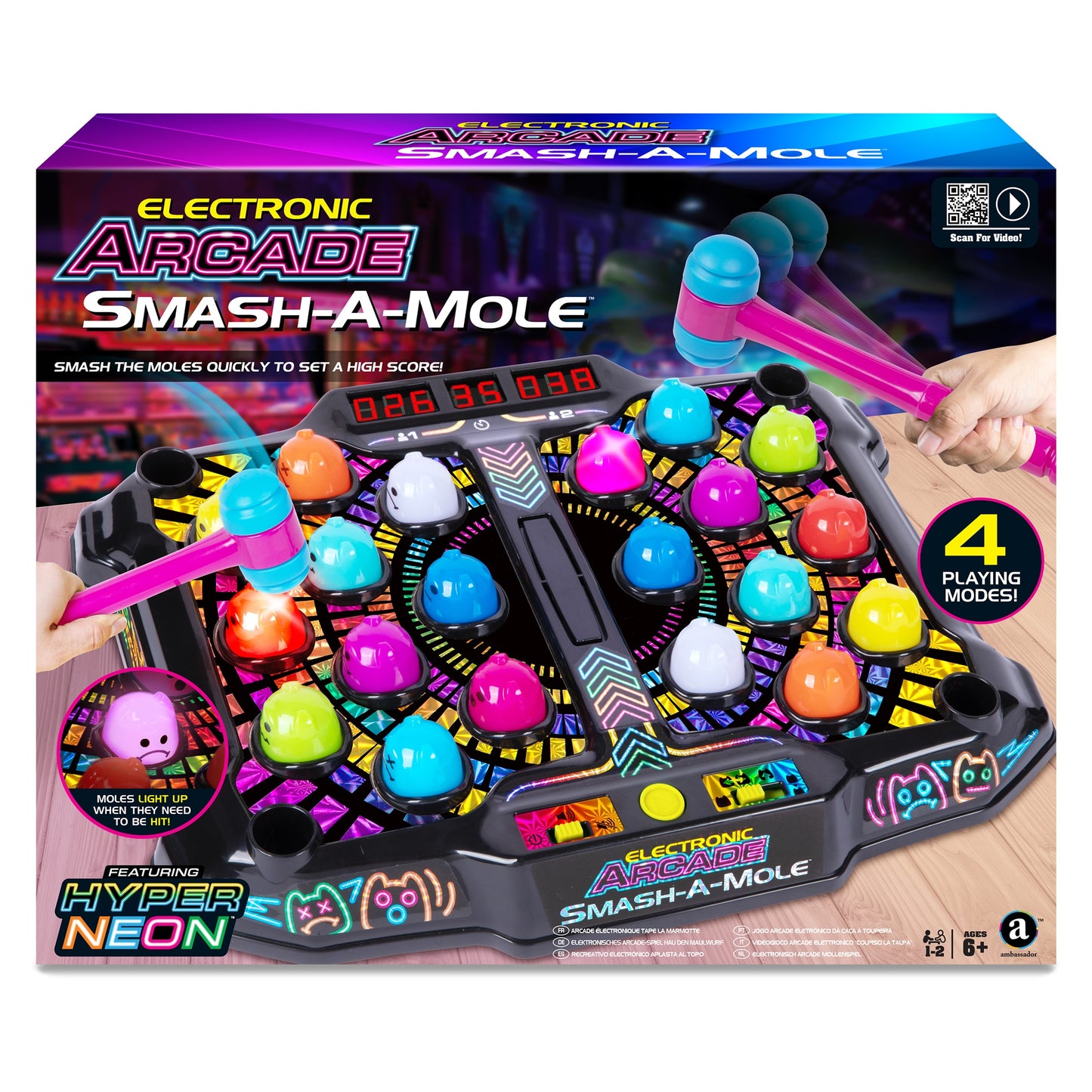 Ambassador - Electronic Arcade Smash-A-Mole (Hyper Neon Black Series)