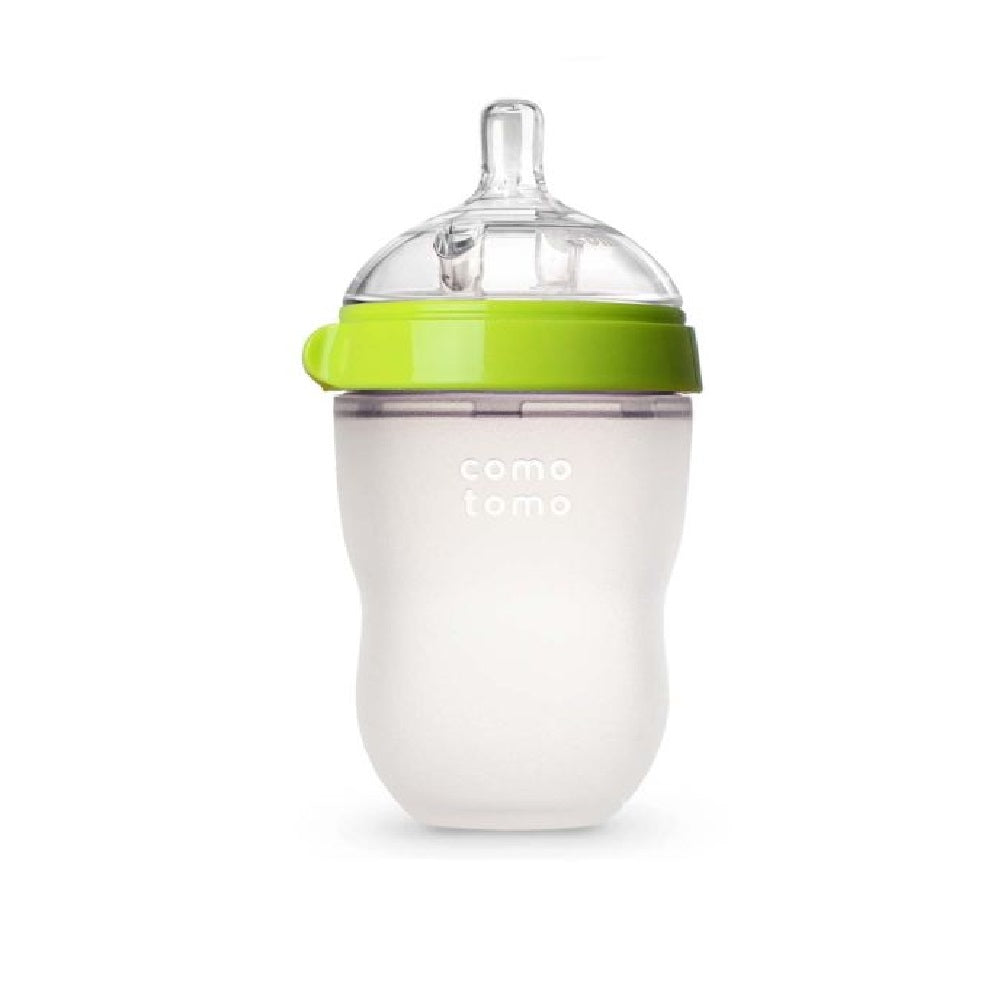 Comotomo Natural Feel Baby Feeding Bottle - Green & White, 250 ml