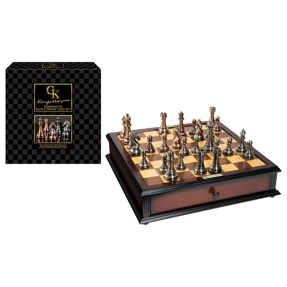 Ambassador Kasparov Grandmaster Silver & Bronze Chess Set