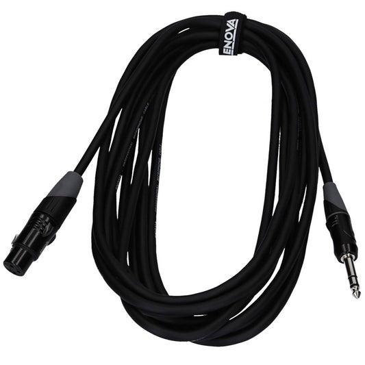 Enova 7 Meters XLR Female to 1/4" Plug 3-Pole Microphone Cable 3-Pin Analogue & AES with Velcro