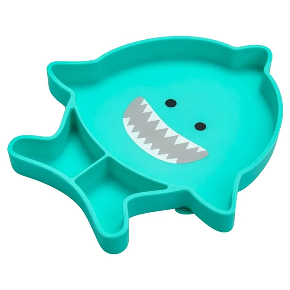 Melii - Divided Silicone Suction Plate - Turquoise Shark