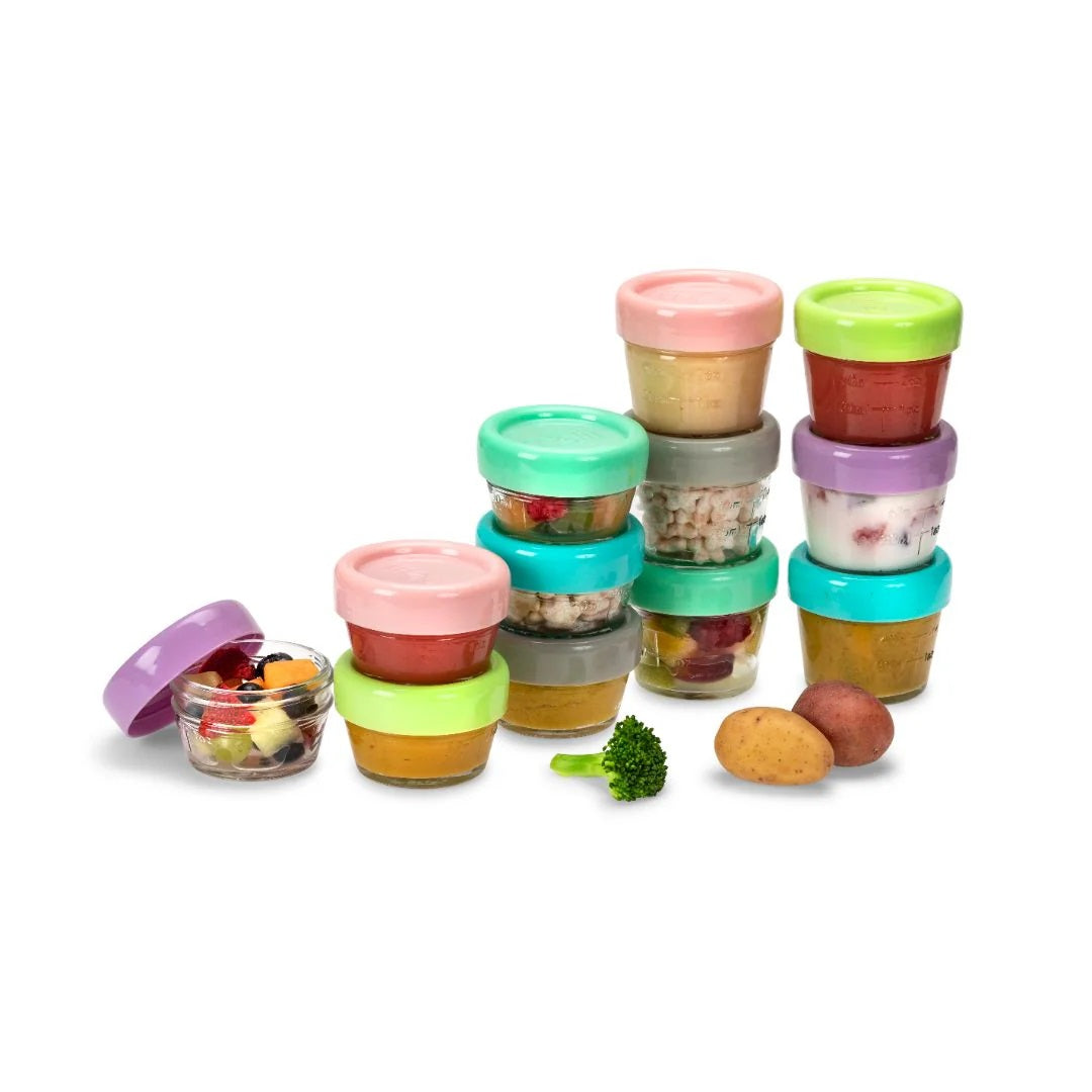 Melii - Glass Food Storage Container - 12 pcs set (6 x 4oz & 6 x 2oz)