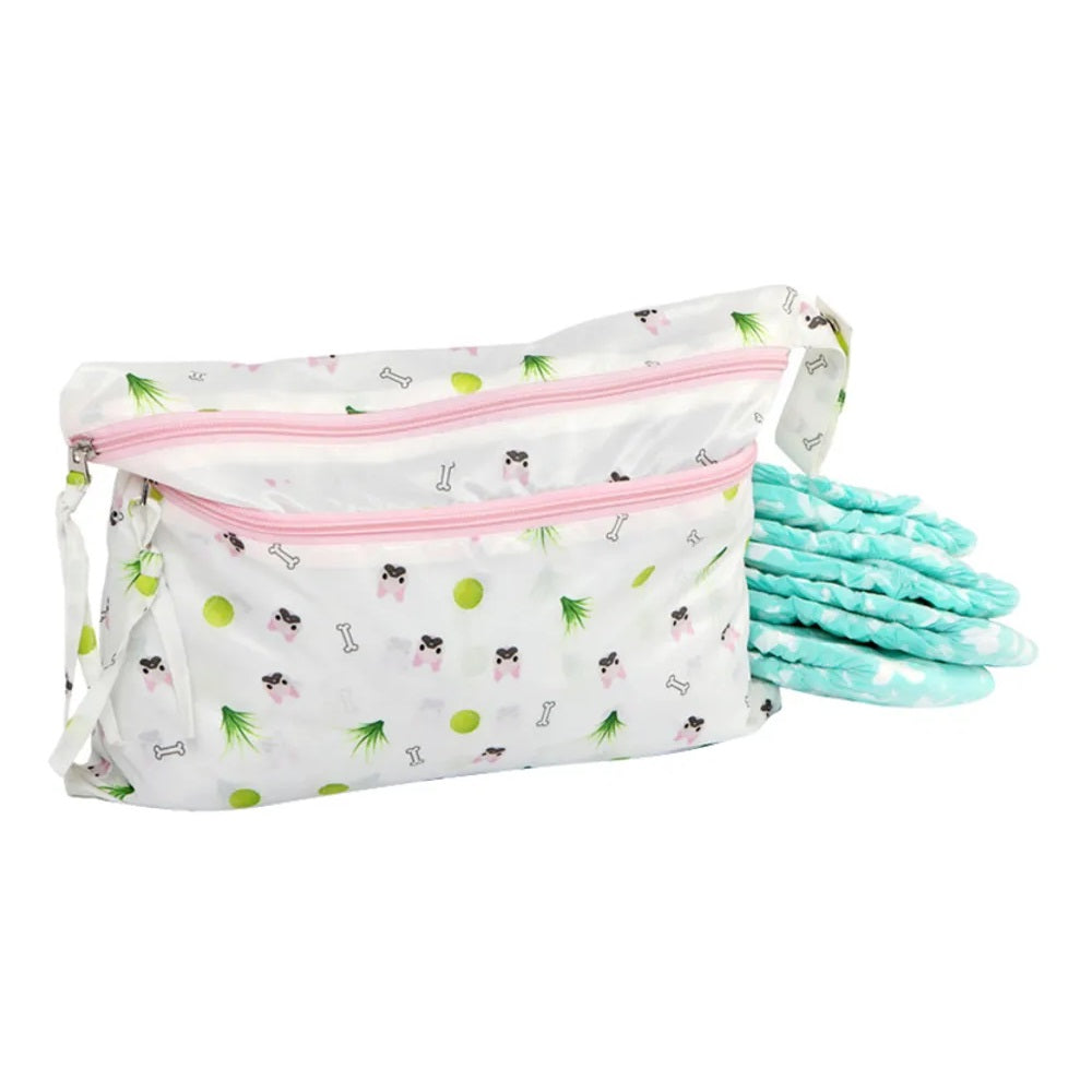 Melii - Wet Bag - White & Pink Bulldog