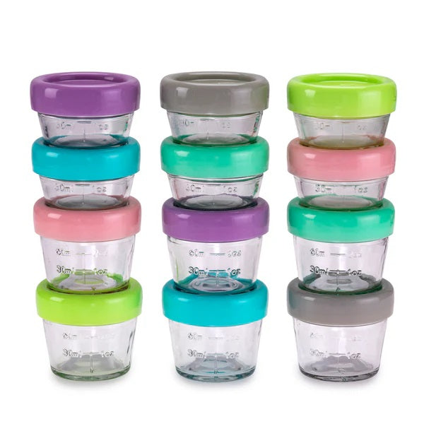 Melii - Glass Food Storage Container - 12 pcs set (6 x 4oz & 6 x 2oz)