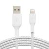 Belkin Boost Charge Braided Lightning to USB-A Cable, White- 2M