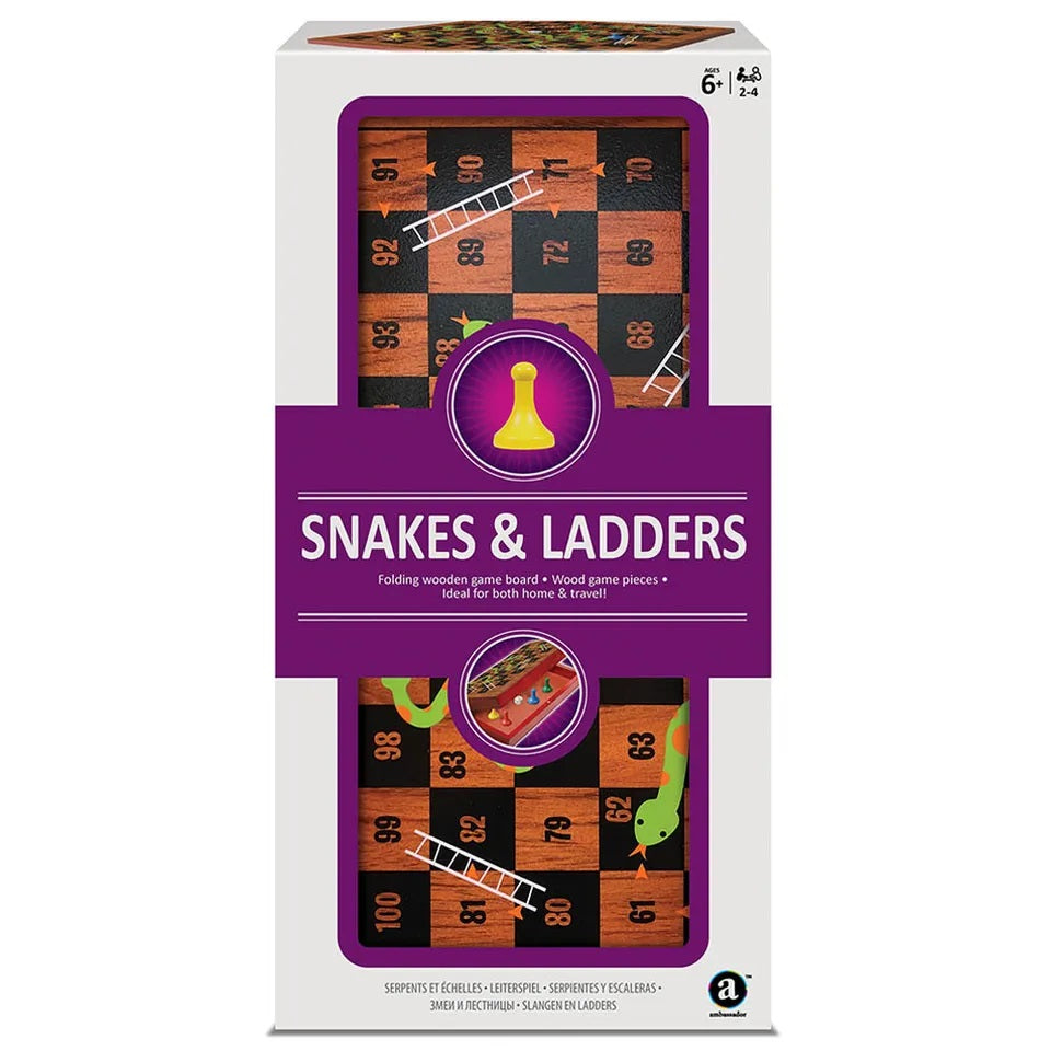 Ambassador - Folding Wood Snakes & Ladders Set