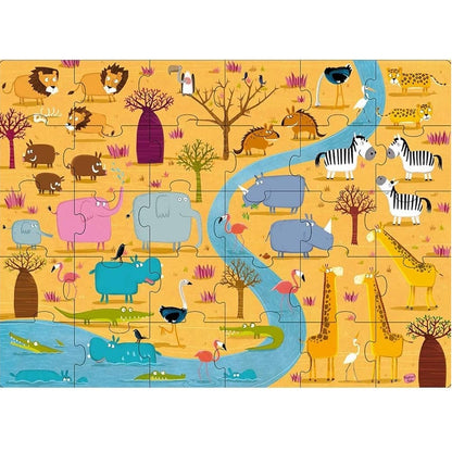 Sassi - Book And Giant Puzzle Round Box - Animals Of Africa