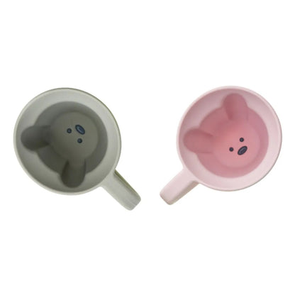 Melii - Silicone Bear Mug - 2pcs - Pink & Grey