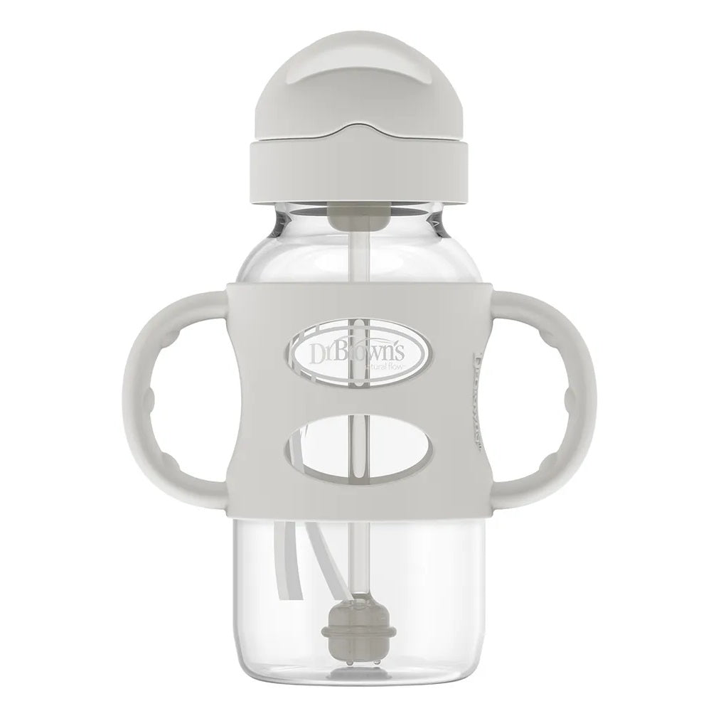 Dr Browns Sippy Straw Bottle With Silicone Handles Grey - 270ml
