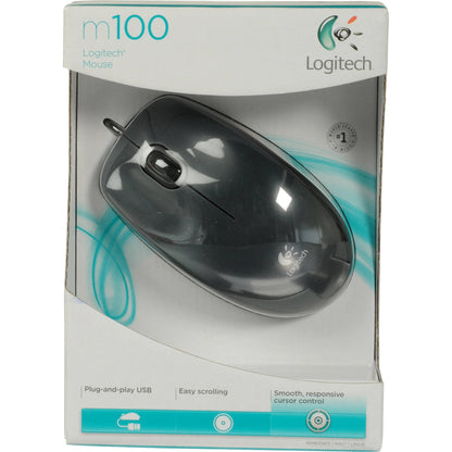 Logitech M100 Corded Mouse - Black
