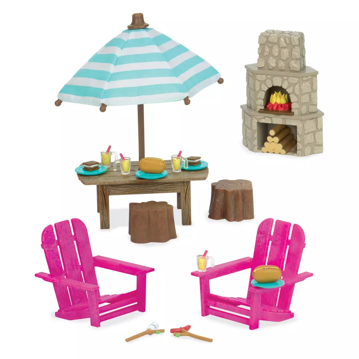 LiL Woodzeez Patio Set And Outdoor Fireplace