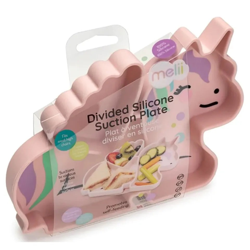 Melii - Divided Silicone Suction Plate - Pink Unicorn