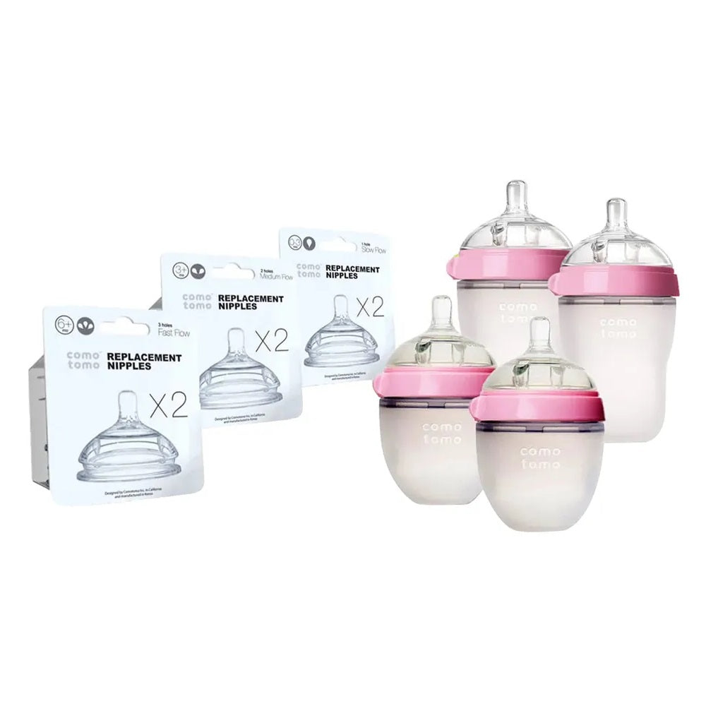 Comotomo - Baby Feeding Bottle Bundle - Pink