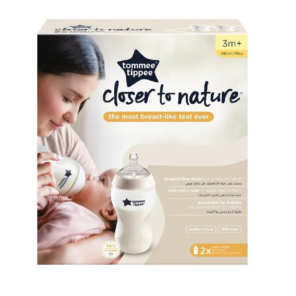 Tommee Tippee - Closer to Nature Feeding Bottle, 340ml x 2  - Clear