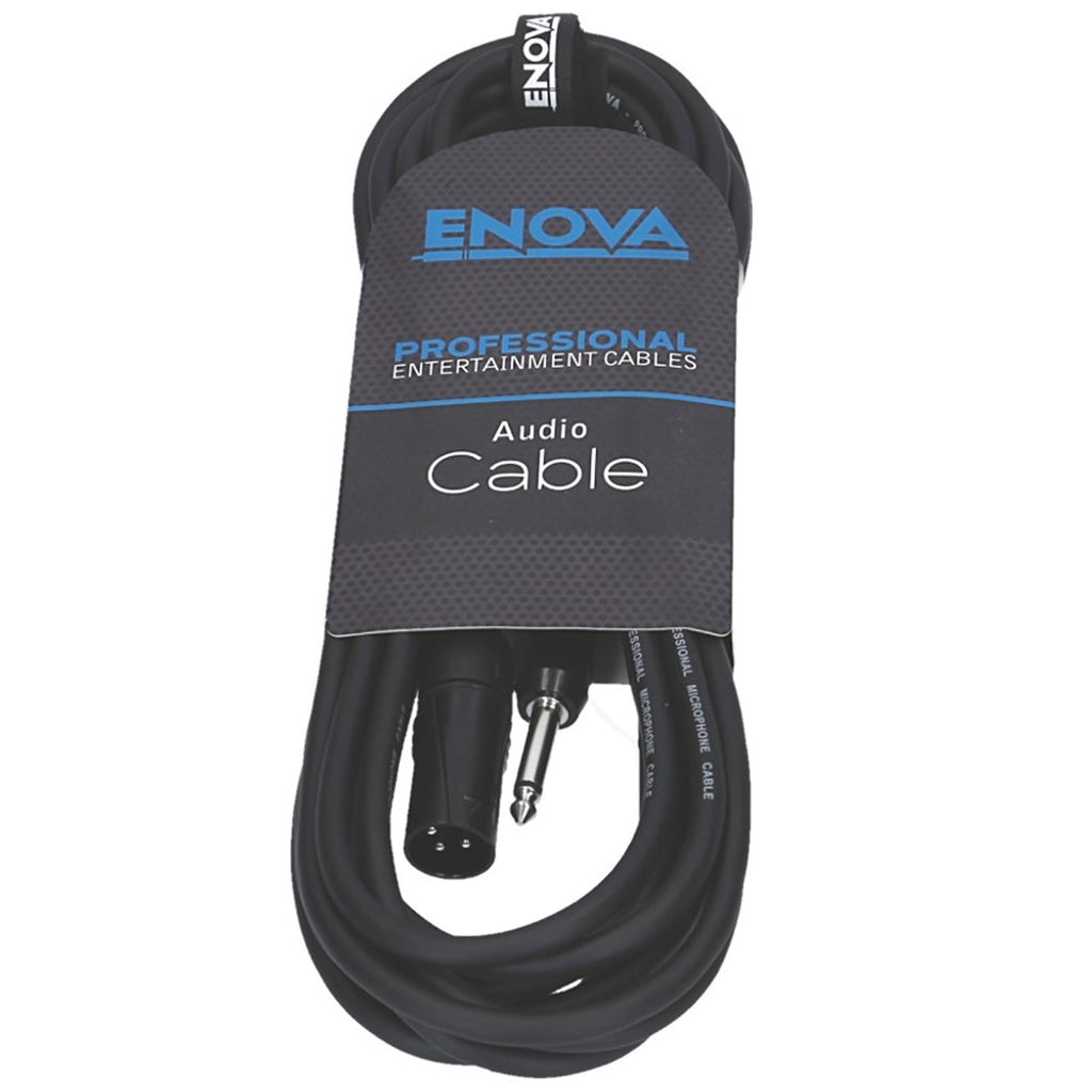 Enova 5 Meters XLR Male to 1/4" Plug 2-Pole Microphone Cable Analogue & AES with Velcro