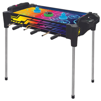 Ambassador - 27" 2-in-1 Reversible Football (Foosball/Soccer) & Hover Puck Air Hockey Table Neon Version