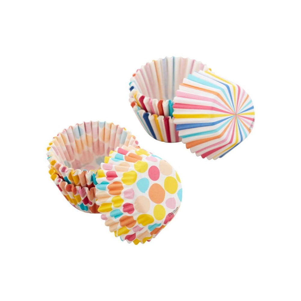 Wilton Colorful Polka Dot and Striped Mini Baking Cups, Set of 100