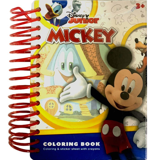 Disney A6 Size - Mickey & Friends Coloring Book with Colored Crayons and stickers