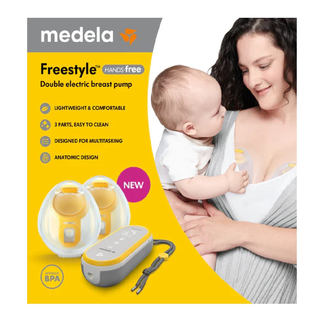 مضخة الثدي الكهربائية المزدوجة بدون استخدام اليدين من Medela Freestyle