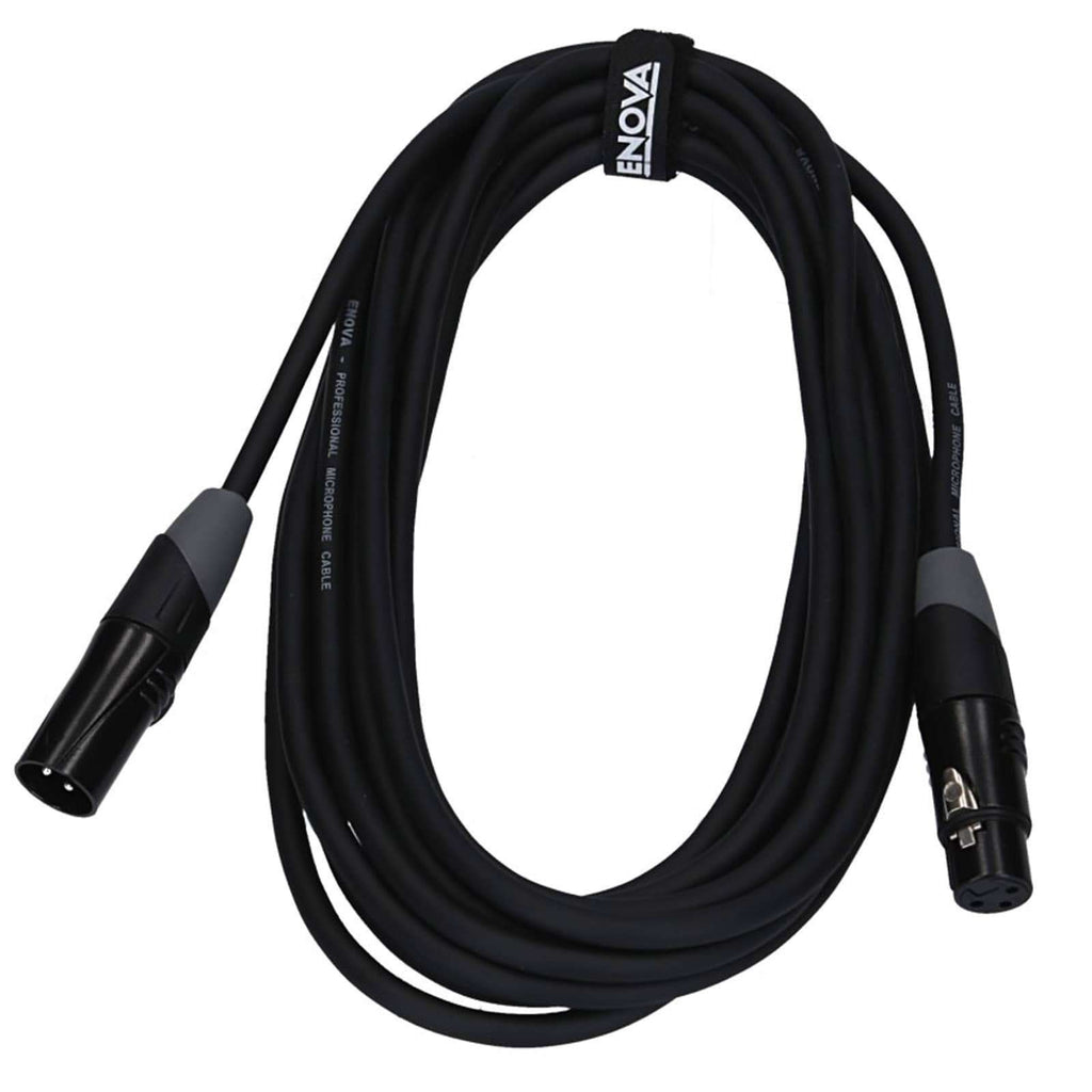 Enova 10 Meter XLR Female to XLR Male Microphone Cable 3-Pin Analogue & AES With Velcro