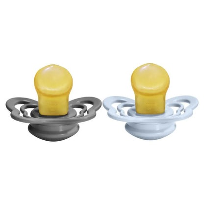 Bibs - Pacifier Couture Latex Size 1 - 0-6M - Pack of 2 - Iron/Baby Blue