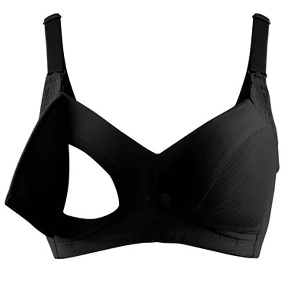 Okus - Comfy Cotton Maternity & Nursing Bra - Black - Medium