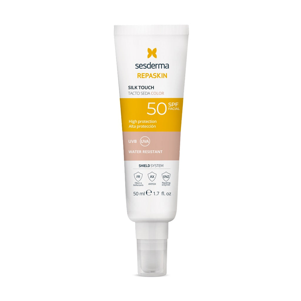 كريم الوقاية من الشمس ريباسكين الملون من سيسديرما بلمسة حريرية SPF50+ 50 مل