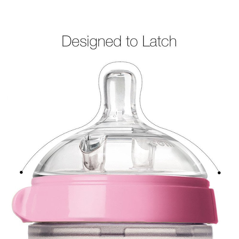 Comotomo - Natural Feel Baby Feeding Bottle - Pink & White 2 pcs x 250 ml