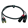 Enova 1 Meter XLR Male 3-Pin - RCA Male Adapter Cable Black & Red Stereo Cable