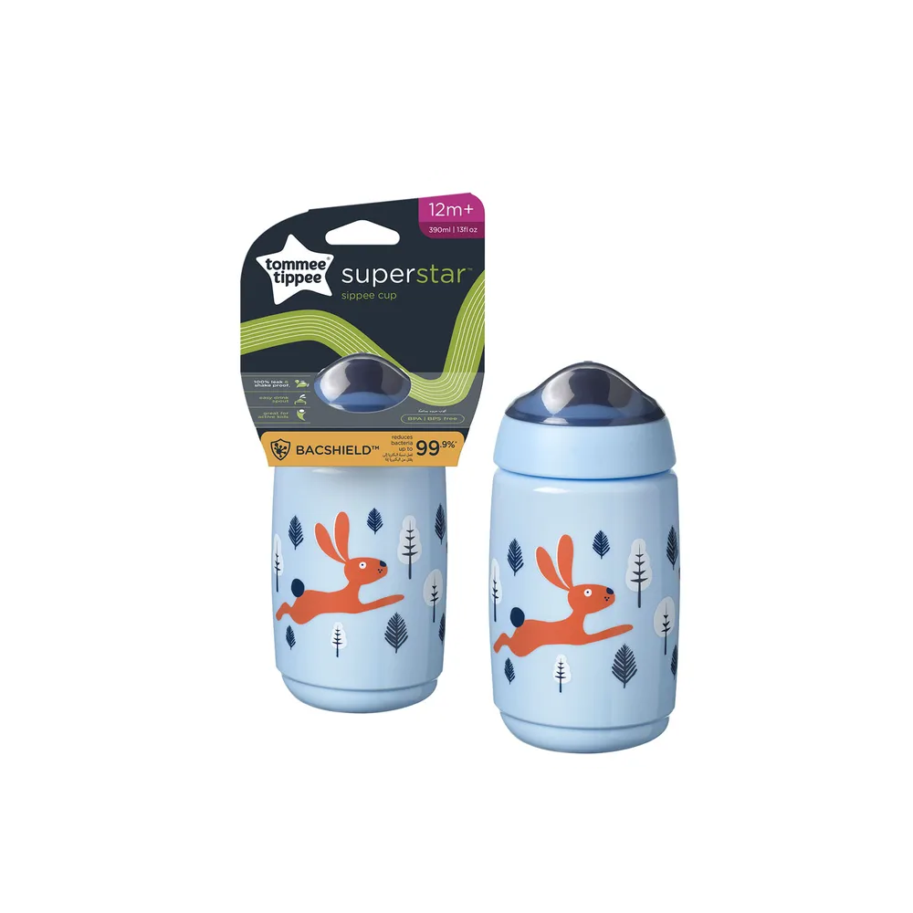 Tommee Tippee - Sippee Trainer Cup Sippy Bottle for Toddlers, Leakproof 390ml 12m+ Blue