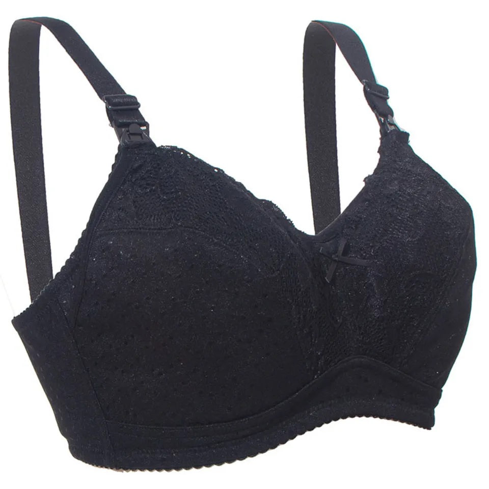 Okus - Basic Cotton Maternity & Nursing Bra - Black - XX Large