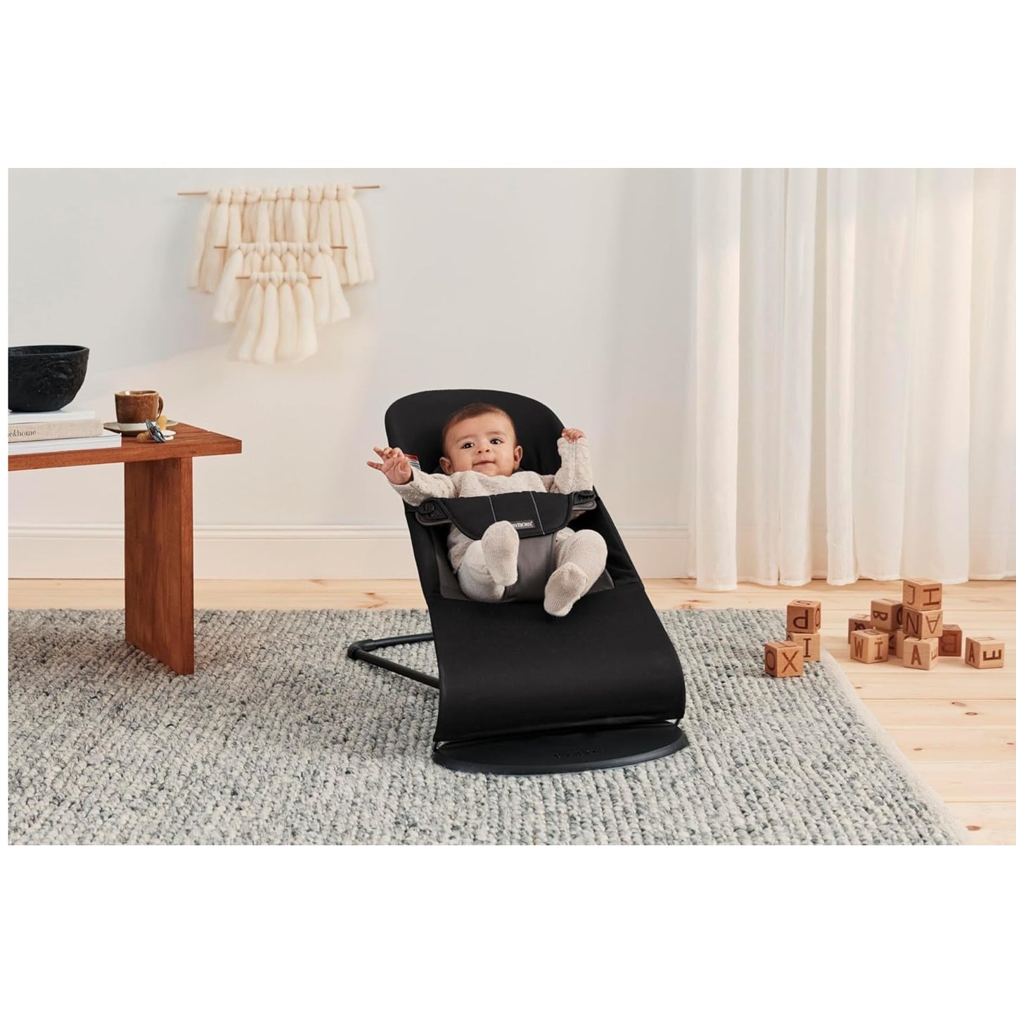 BabyBjorn Bouncer Balance Soft, Woven - Black/Dark grey