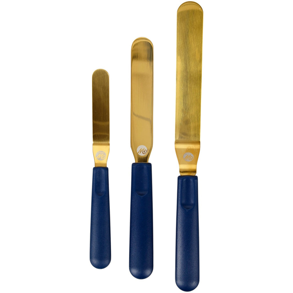 Wilton Icing Spatulas, Navy Blue and Gold, Set of 3
