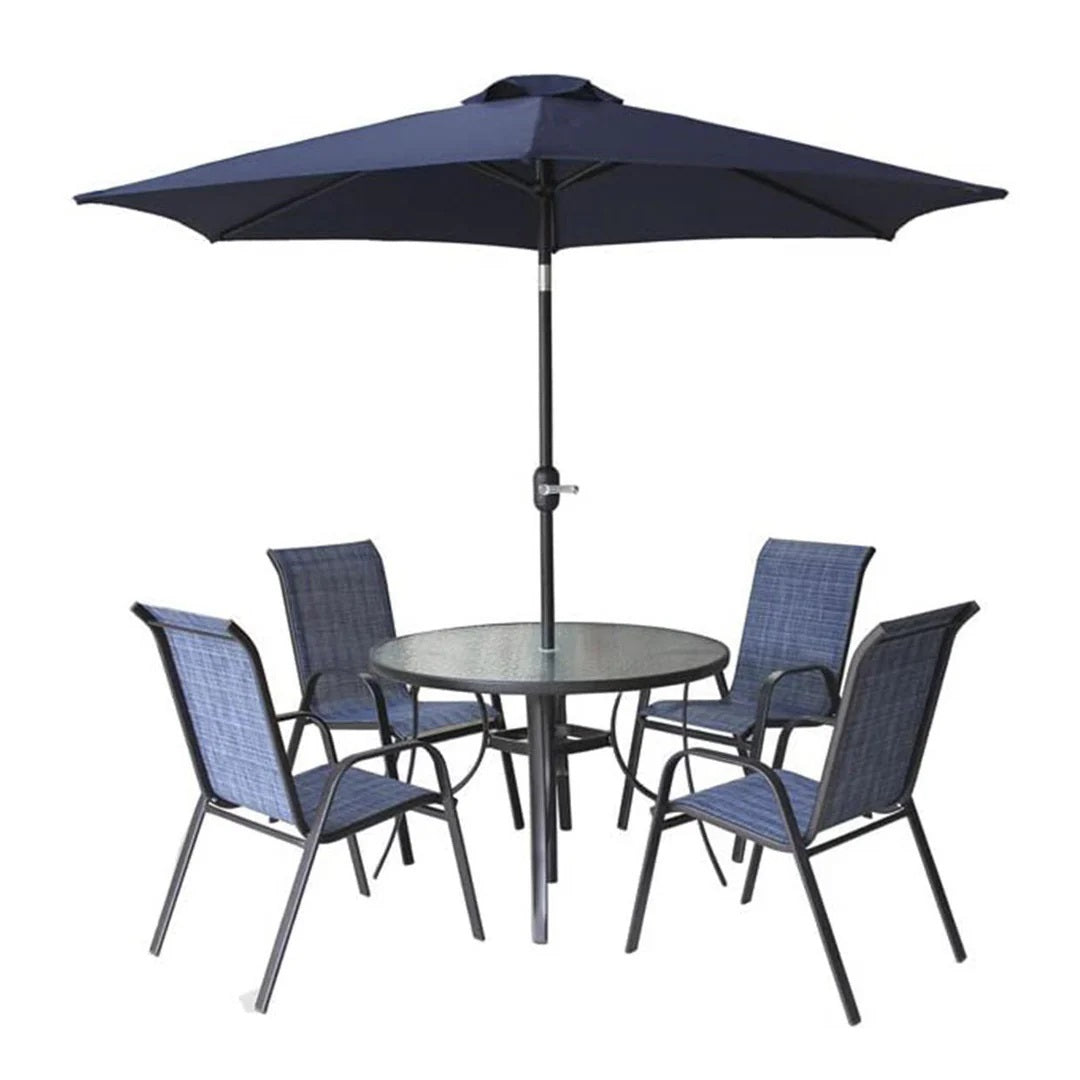 Large Steel round 6 Piece Patio Set