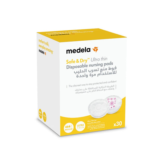 فوط الرضاعة القابلة للاستعمال مرة واحدة فائقة الامتصاص من Medela Safe &amp; Dry، 30 قطعة