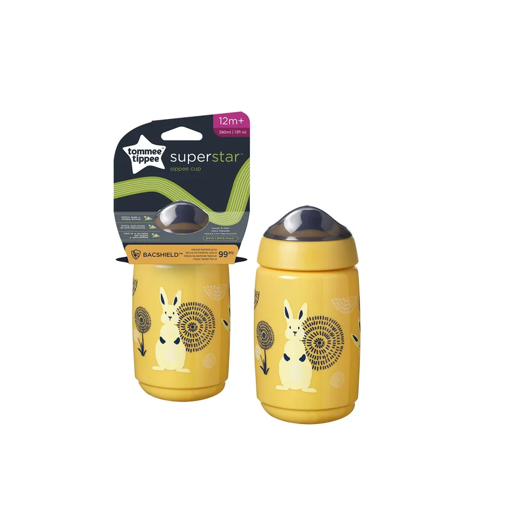 Tommee Tippee - Sippee Trainer Cup Sippy Bottle for Toddlers, Leakproof 390ml 12m+ Yellow