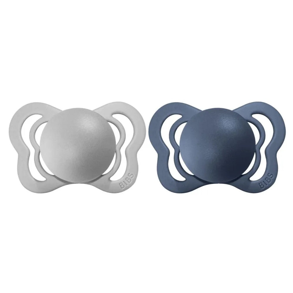 Bibs - Pacifier Couture Latex Size 1 - 0-6M - Pack of 2 - Cloud/Steel Blue